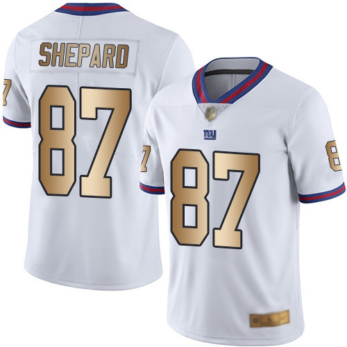 Men New York Giants #87 Sterling Shepard Limited White Gold Rush Vapor Untouchable Football NFL Jersey